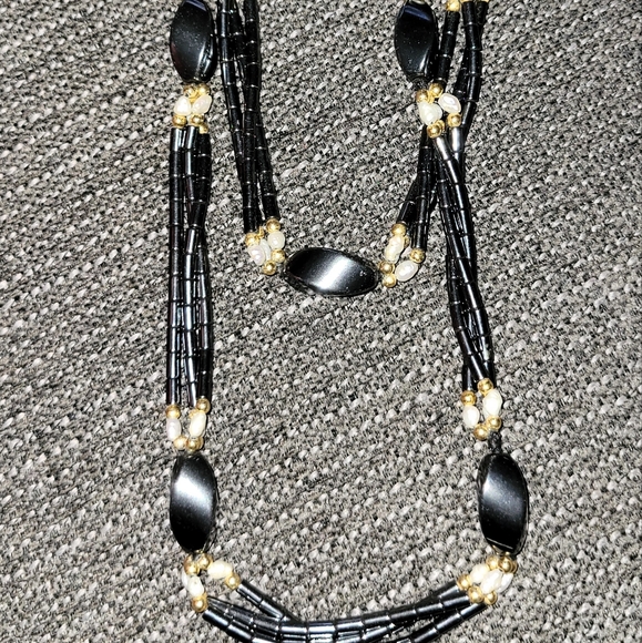 Vintage Hematite Freshwater Pearls Necklace - Picture 4 of 4